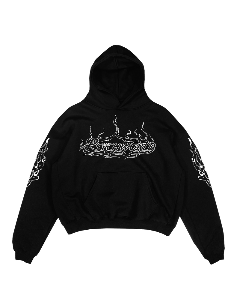 Black 2024 flame hoodie